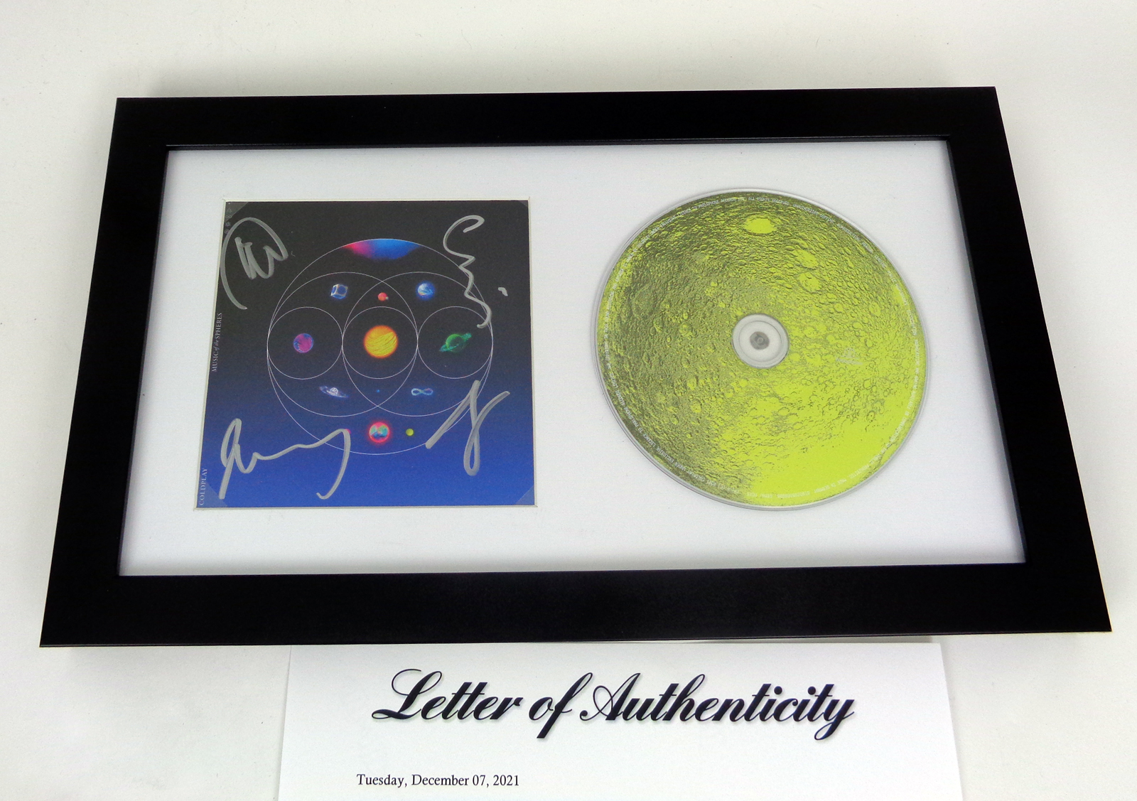 Coldplay Entire Band Signed Autograph Music Of The Spheres CD Framed W/  PSA/DNA COA