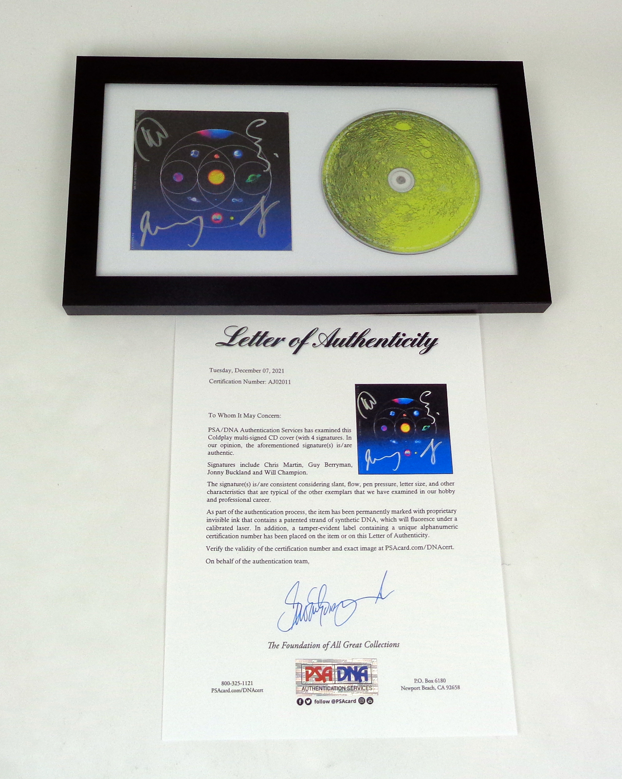 Coldplay Entire Band Signed Autograph Music Of The Spheres CD Framed W/  PSA/DNA COA – Nicks Sports Autographs