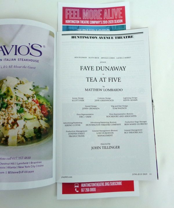 Faye Dunaway Boston Tea At Five Pre-Broadway Playbill Katharine Hepburn - Image 2