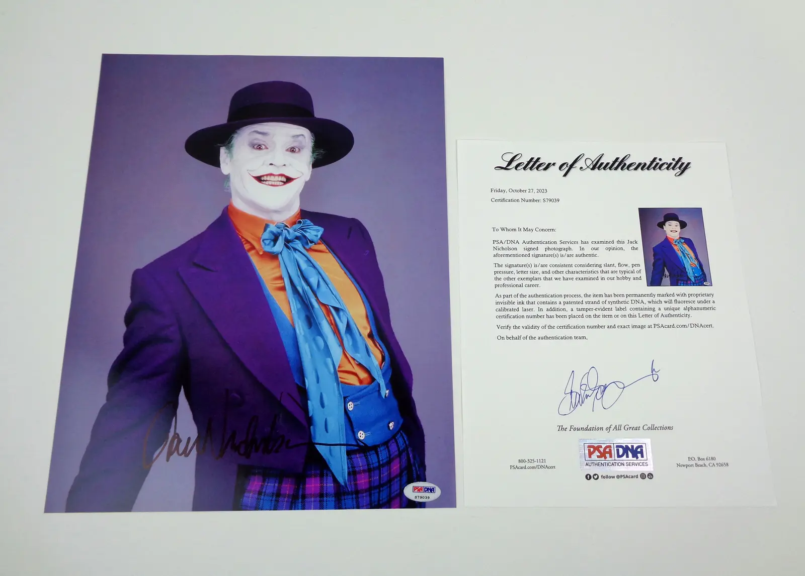 Jack Nicholson The Joker Batman Signed Autograph 11x14 Photo With PSA/DNA COA