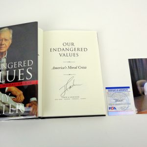 President Jimmy Carter Signed Our Endangered Values 1st Edition Book With PSA/DNA COA C