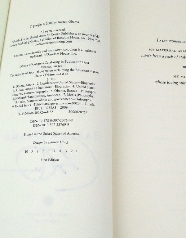 President Barack Obama Signed Autograph The Audacity of Hope Book With PSA/DNA COA - Image 4