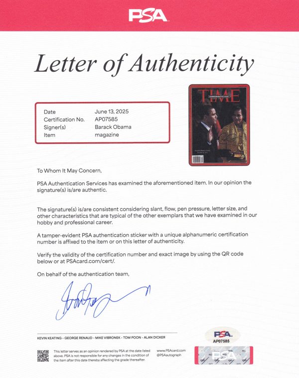 President Barack Obama Signed Autograph Inauguration Time Magazine With PSA/DNA COA - Image 3
