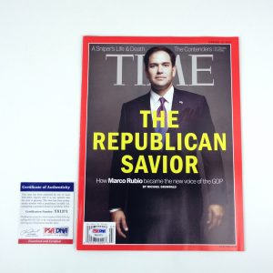 Marco Rubio Senator Signed Autograph Time Magazine With PSA/DNA COA