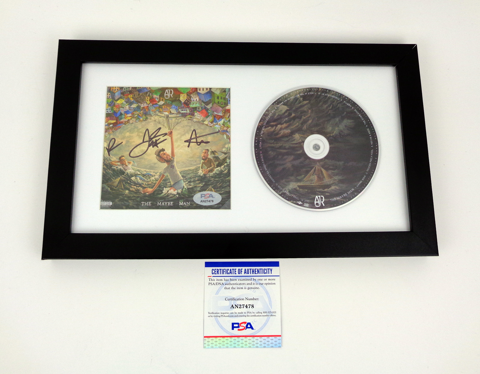 AJR Entire Band Signed Autograph The Maybe Man CD Framed With PSA/DNA COA C