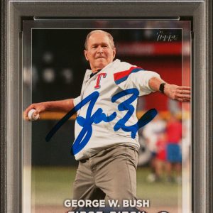President George W Bush Signed Auto 2024 Topps First Pitch Auto Gem Mint 10 With PSA/DNA COA
