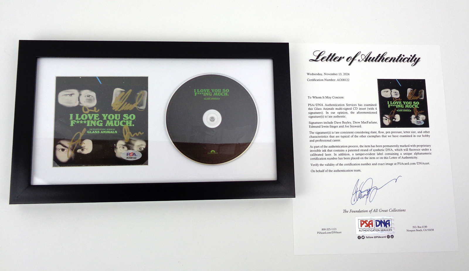 Glass Animals Signed Autograph I love You So F***ing Much CD Framed With PSA/DNA COA B