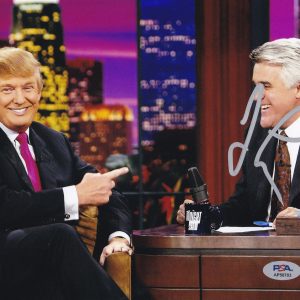 Jay Leno Tonight Show W/ Donald Trump Signed Autograph 8x10 Photo With PSA/DNA COA