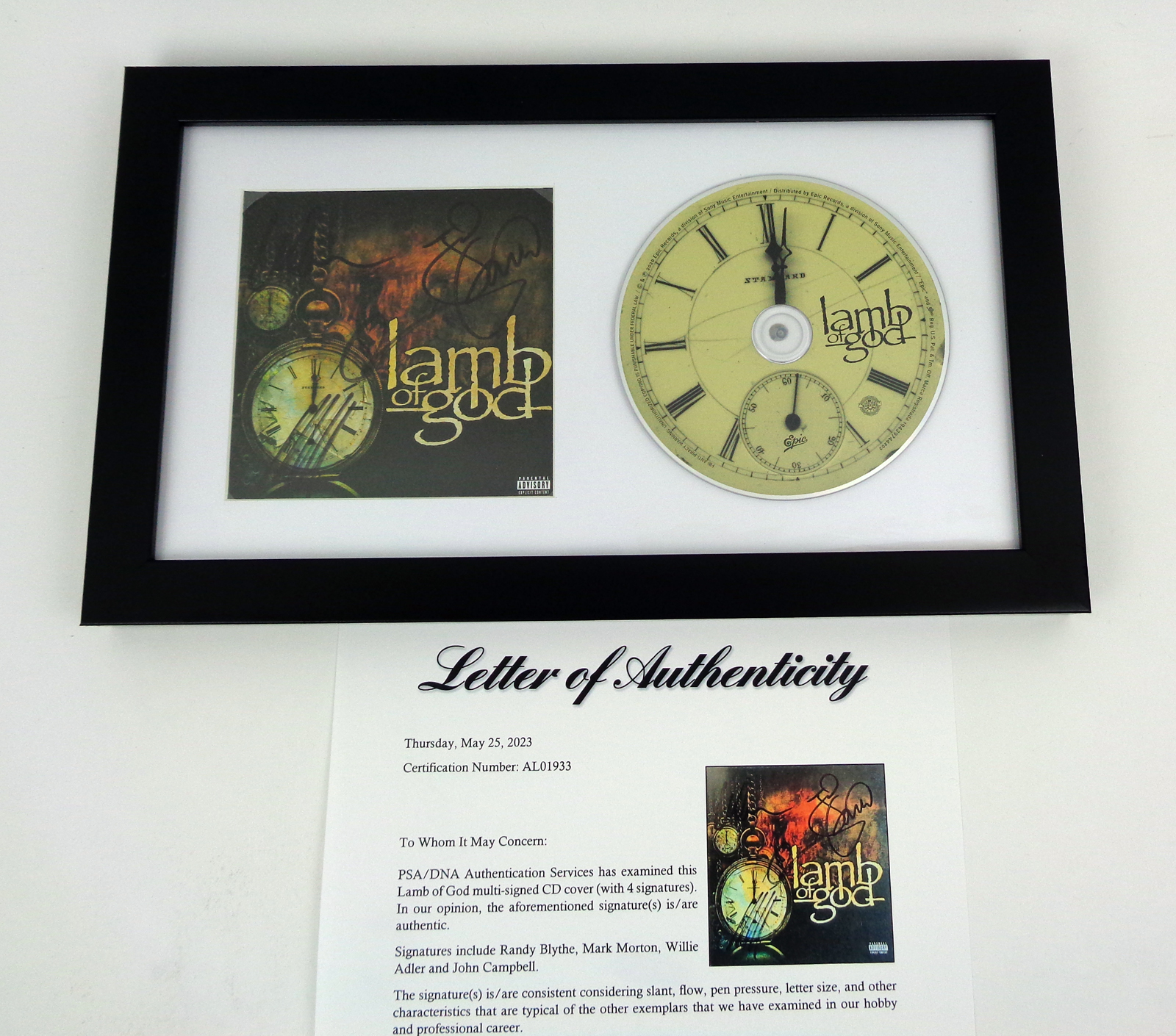 Lamb of God Band Signed Autograph Self Titled CD Framed With PSA/DNA COA B