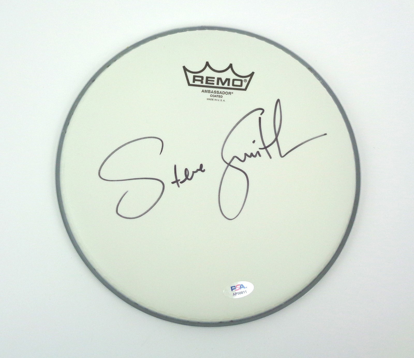 Steve Smith Journey Drummer Signed Autograph Drum Head Drumhead With PSA/DNA COA
