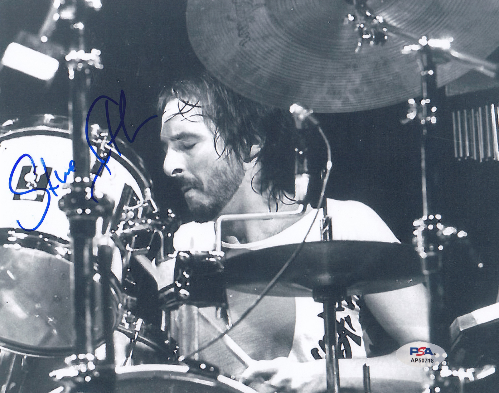 Steve Smith Journey Drummer Drum Signed Autograph 8x10 Photo With PSA/DNA COA F