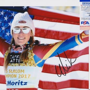 Mikaela Shiffrin 2026 Milan Olympics Signed Autograph 8x10 Photo PSA/DNA COA A