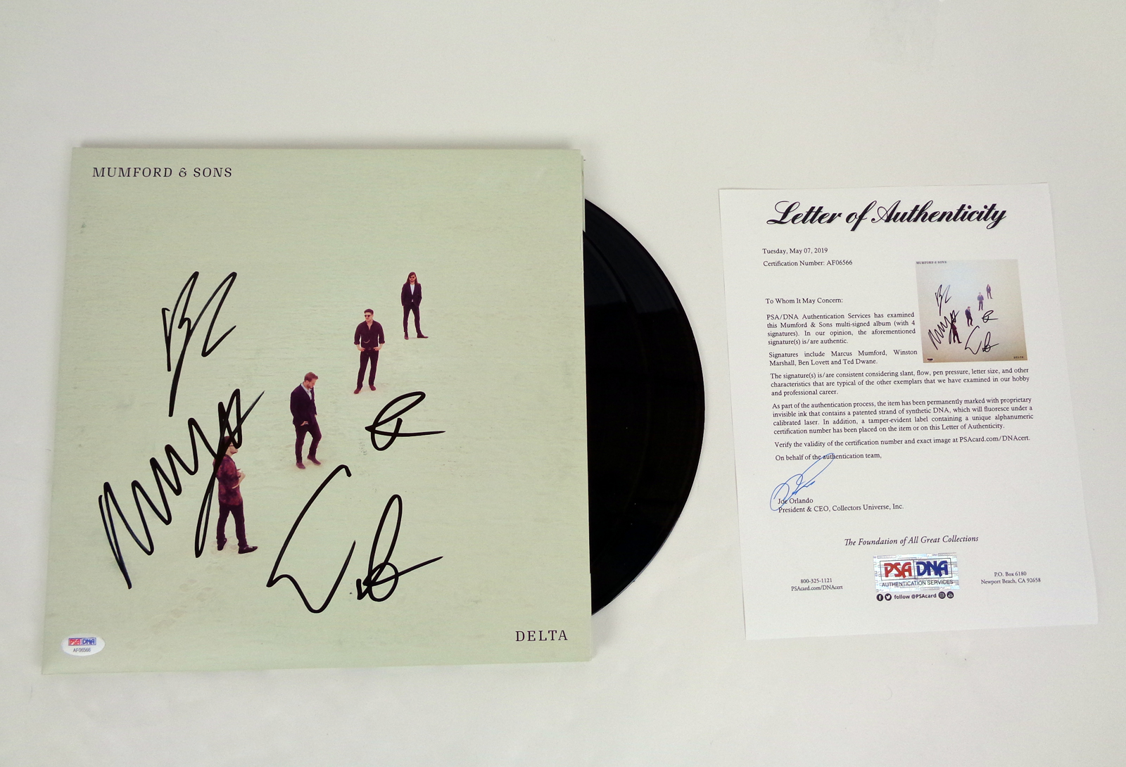 Mumford And Sons Full Band Signed Autograph Delta Vinyl Record Album PSA/DNA COA