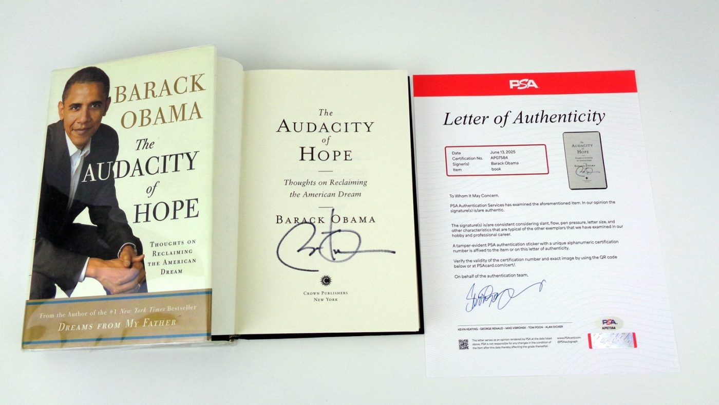 PSA DNA Letter of Authenticity with signed Barack Obama The Audacity of Hope book
