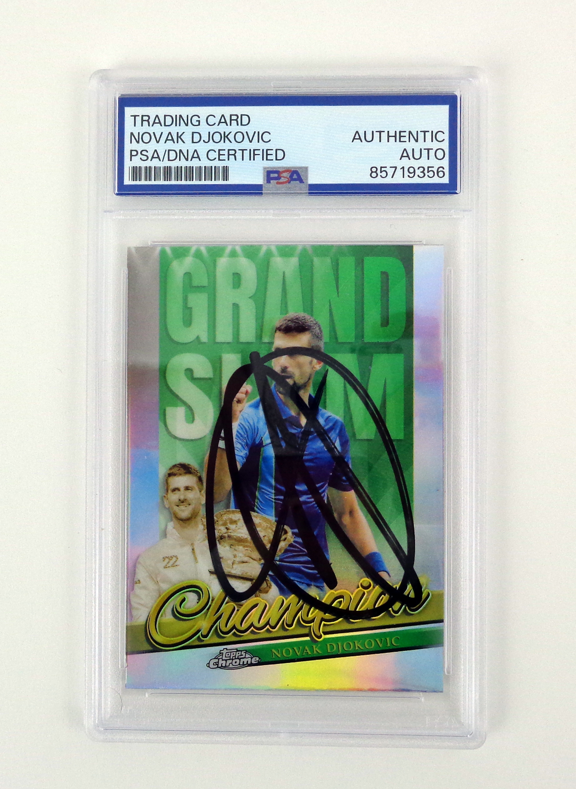 Novak Djokovic Signed 2024 Topps Chrome Grand Slam Insert Auto Card With PSA/DNA COA