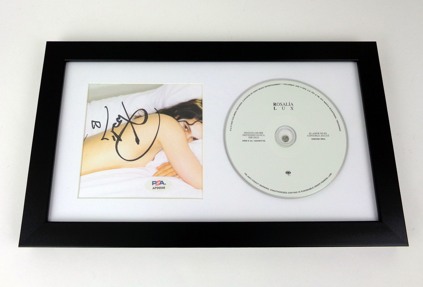 Rosalia Signed Autograph Lux CD Framed With PSA/DNA COA