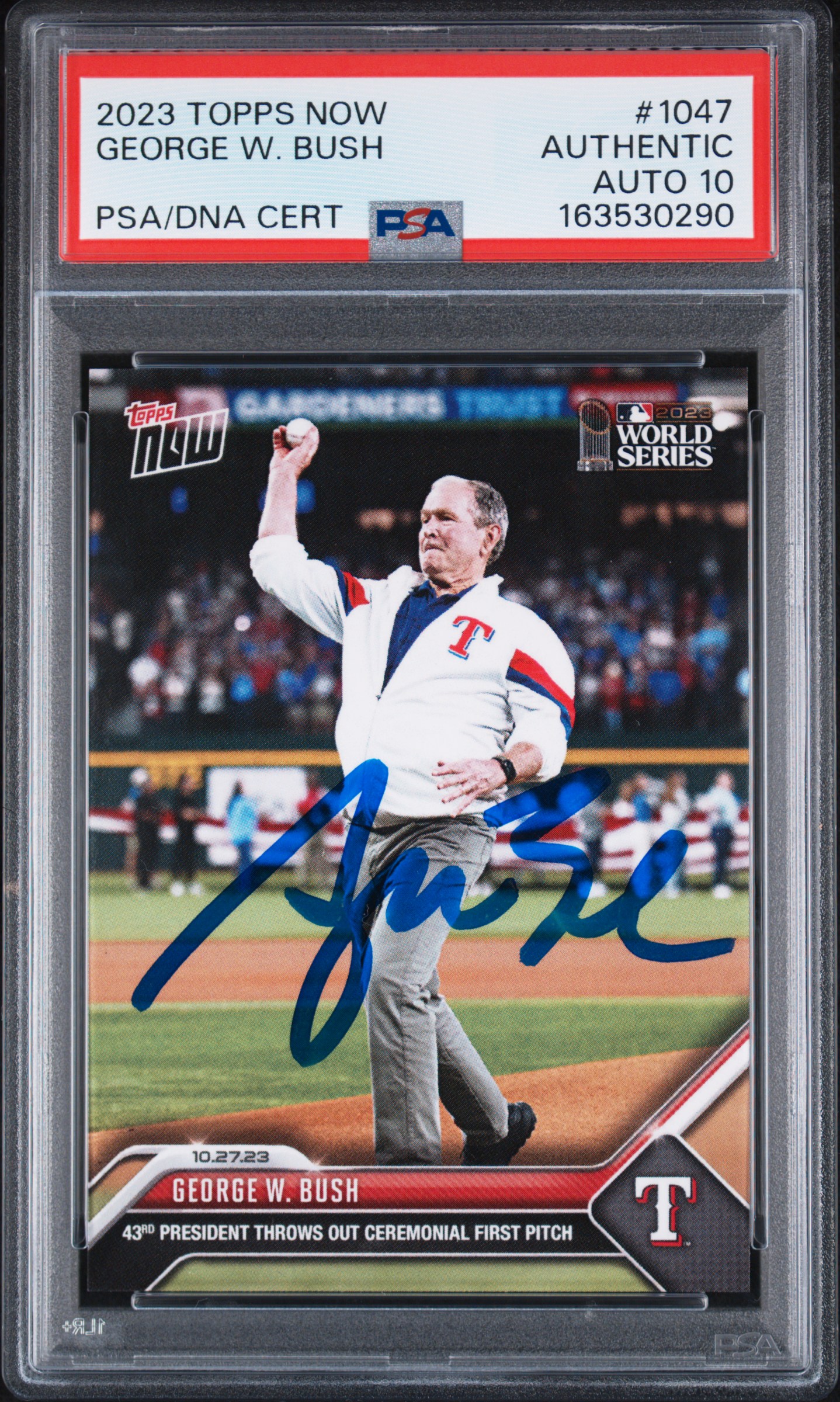 President George W Bush Signed Auto 2023 Topps Now World Series Card With PSA/DNA COA