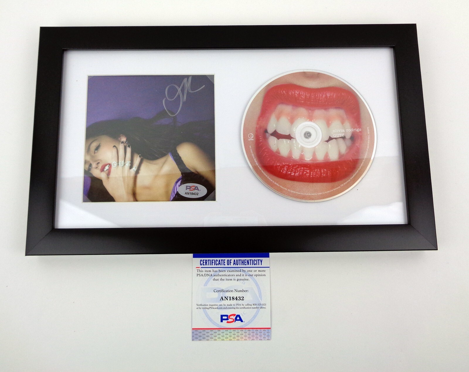 Olivia Rodrigo Signed Autograph Guts CD Framed With PSA/DNA COA C