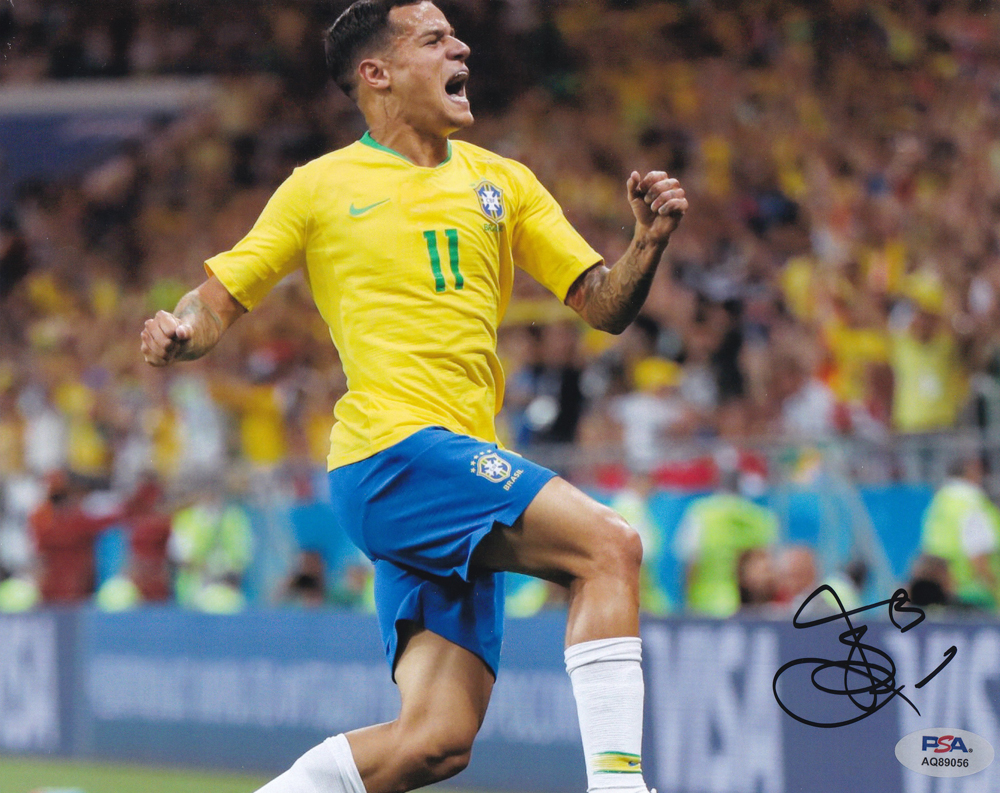 Philippe Coutinho Brazil World Cup Signed Autograph 8x10 Photo With PSA/DNA COA B