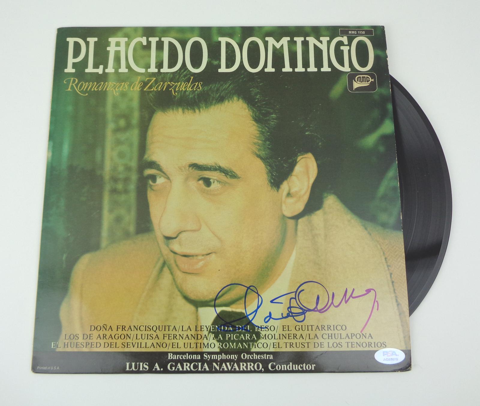 Placido Domingo Signed Autograph Romanzas Vinyl Record Album With PSA/DNA COA
