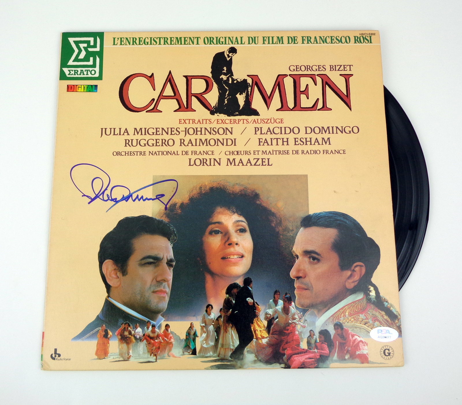 Placido Domingo Signed Autograph Carmen Soundtrack Vinyl Record With PSA/DNA COA