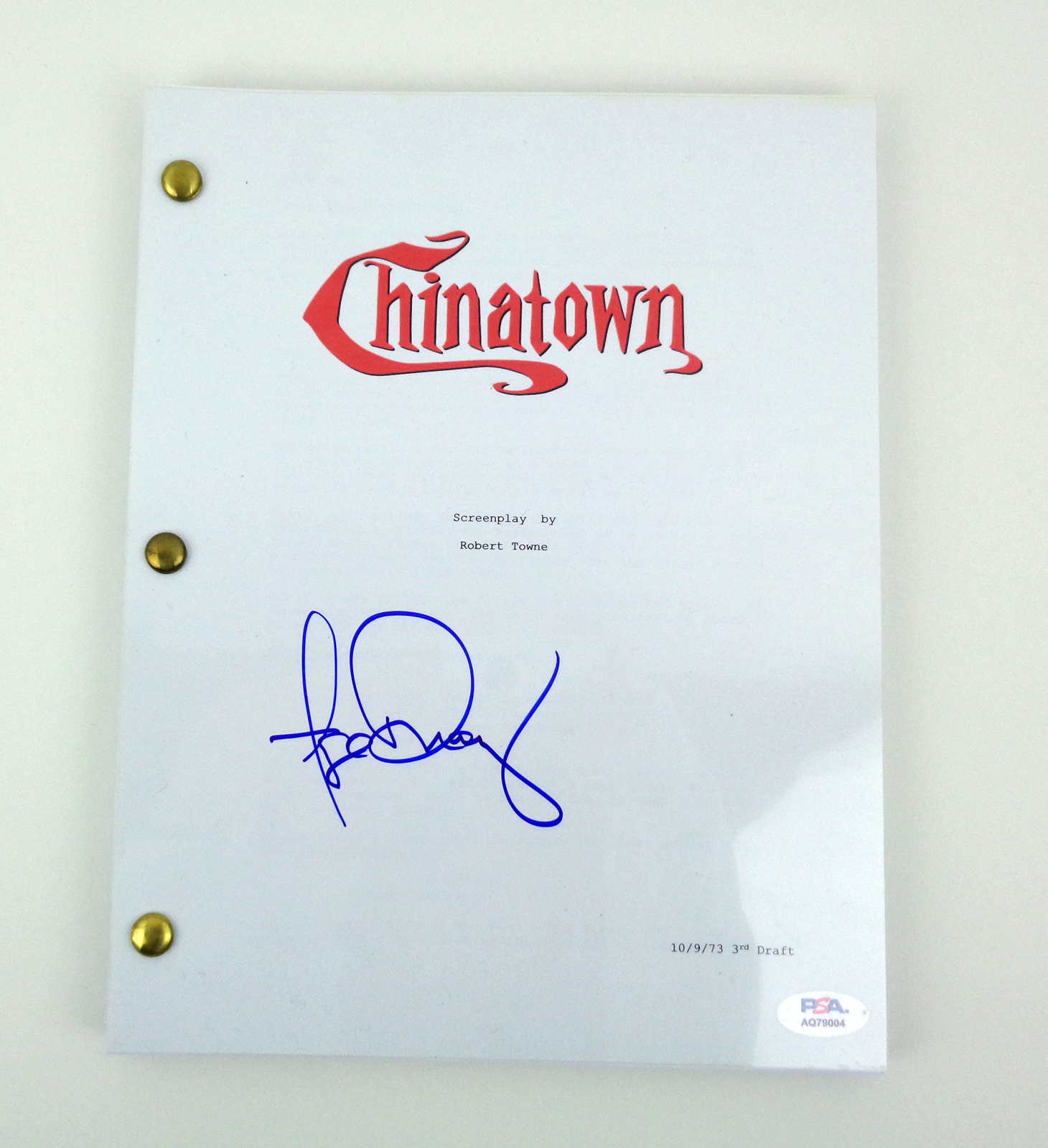 Faye Dunaway Signed Autograph Chinatown Movie Script With PSA/DNA COA