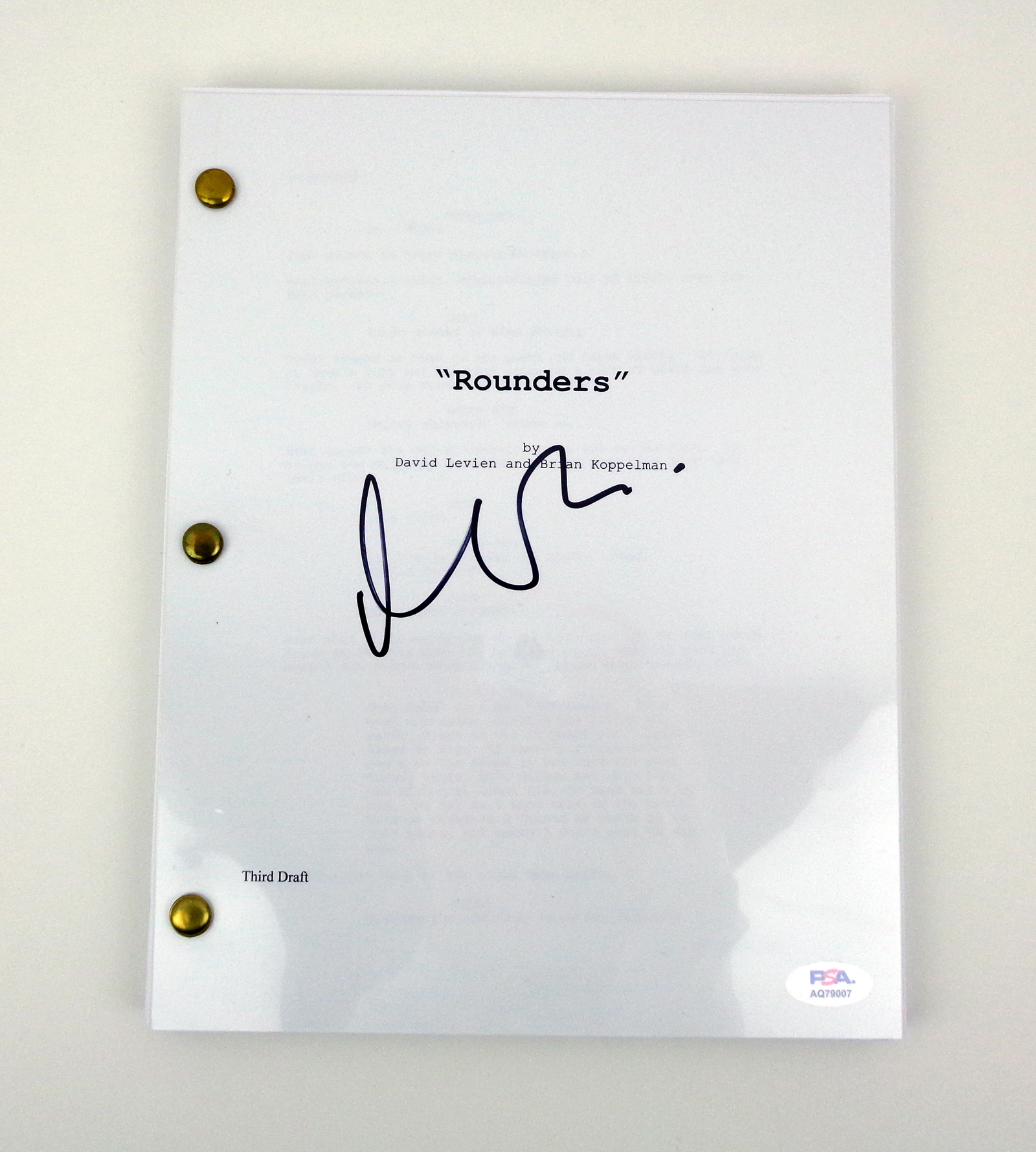 Matt Damon Signed Autograph Rounders Movie Script With PSA/DNA COA